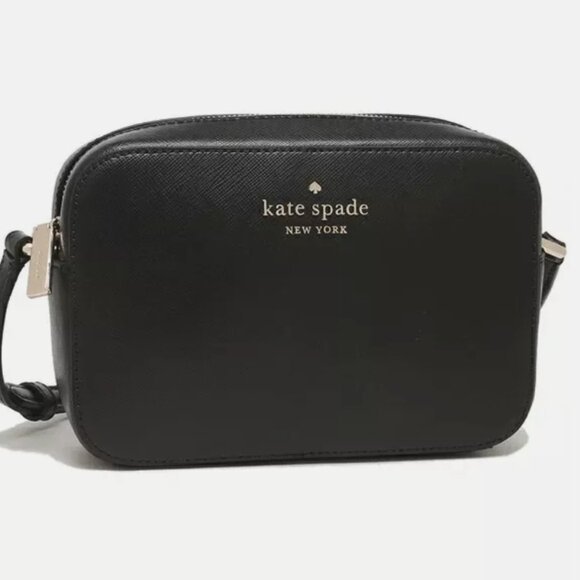Kate Spade Mini Staci Camera Saffiano Leather Crossbody Bag Black Purse - Picture 2 of 7